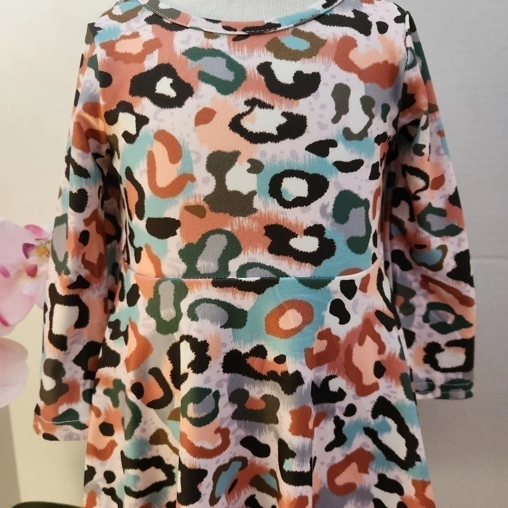 Curtsy & Bows Animal Print Fit & Flare  Girl's Dress, Size 4T, NWT